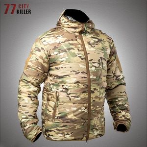 Parkas masculinas camufladas táticas militares parka com capuz outono inverno trabalho caça ao ar livre casaco de reflexão térmica à prova d'água 231017