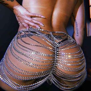 Sexig strass midja kropp multilaye för kvinnor lyxiga bikini crystal mage hip kedje bälte smycken tillbehör254r