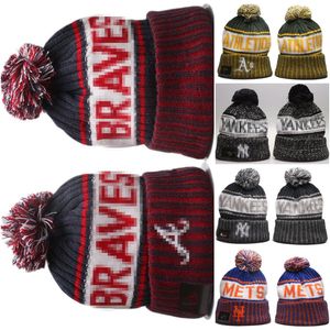 Braves Beanie NY Beanies Sox La Kuzey Amerika Beyzbol Takımı Yan Yama Kış Yün Sport Şapkas Kafatası Kapakları