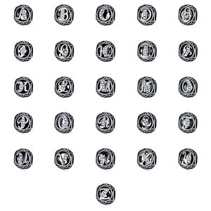 Vintage Silver Plated A To Z Alphabet Letter Alloy Loose Beads Suitable for Original Bracelet Bangle DIY Jewelry