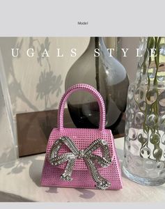 Evening Bags Glitter Shiny Diamond Bow Knot Handbag Women Shoulder Messenger Chain Bag Wedding Party Clutch Purse 231017