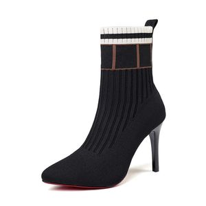 Buty na wysokim obcasie Kobiety Obcasy Czerwone Dna Obcasy dla kobiet rozciągnięte buty w skarpetach jesienna zima kobiety spiczaste stóp stiletto wysokie obcasy buty wełniane buty australijskie obcasy