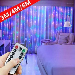 سلاسل 6M/4M/3M LED LED LEVERING FARY CARTAIN GARLAND USB FESTOON REMOTE DERICATION FOR HOME YEAR 2024