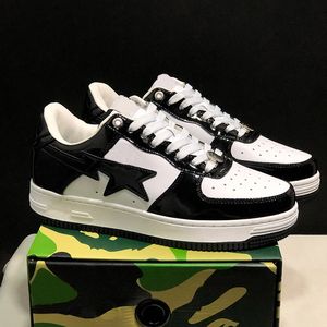 Designer Stale Low Men Bathing Ape Casual Shoes Star SK8 Stas Color Camo Staesi Combo Bathing Pink Patent Trainers Leather APES Green Black White Women Sneakers 42
