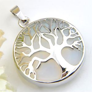 Ciondolo albero della vita Luckyshine vintage splendido rotondo bianco pietra di luna gemme argento per gioielli da donna Australia USA pendente236N