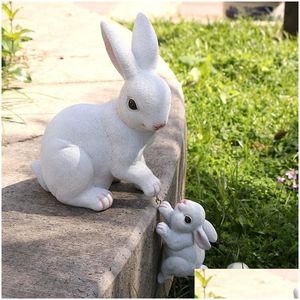 庭の装飾彫像ウサギの人物装飾装飾マイクロランドスケープDIYテラリウムイースターバニー