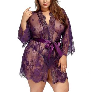 Sexy conjunto feminino renda quimono robe babydoll lingerie malha camisola mulher pijamas eróticos 231017