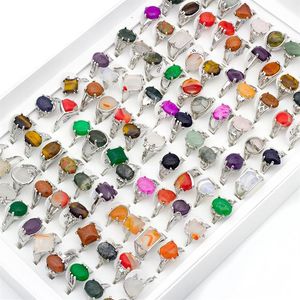 20PCS Lot Mix Lot Men Pierścień Natural Stone Rings for Collection Miłośnicy całej mody Party Prezent Biżuteria 215T
