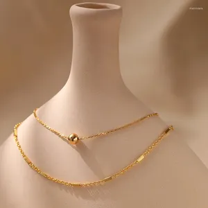 Girocollo CCGOOD Collana a strati Collane sottili a doppia catena Placcato in oro 18 carati Struttura in metallo Gioielli minimalisti per le donne