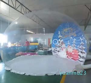 Skicka utomhusspel Aktiviteter Jul Uppblåsbar Giant Snowglobe Human Size Snow Globe med tunnel för vuxna och barn