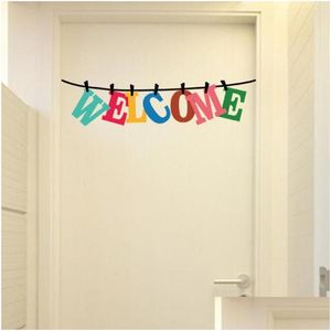 Adesivos de janela Bem-vindo Alfabeto Padrão Adesivo de Parede Colorf Decalque Removível para Home Office Sala de Aula Decoração Drop Delivery Garden Dec Otusr