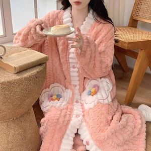 Women's Sleepwear 2023 Coral Fleece Pajamas Autumn And Winter Long Thickened Home Fur Skirt