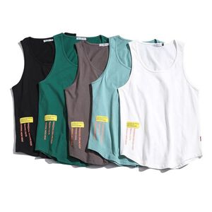 100% bawełniany zbiornik na siłowni Top mężczyźni swobodne luźne obfite fitness Summer Mens Beach Singlet Japan Of-Neck Culcibuilding Trening Tanktop243Q