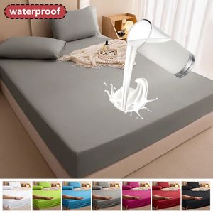 Mattress Pad 100% Waterproof Covers Protector Adjustable Nonslip Bed Fitted Sheet With Elastic Band for Queen King 90140160x200 231017