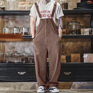 Pantaloni da uomo Maden Vintage Tasche grandi Tuta da ponte blu scuro Abbigliamento da lavoro allentato dritto Zio Fu Amekaji Cinghie regolabili Tuta