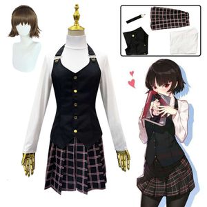 Persona 5 Cosplay Queen Makoto Niijima Costume Cosplay Parrucca per le donne Uniforme scolastica Halloween Carnevale Party Dress Costumecosplay