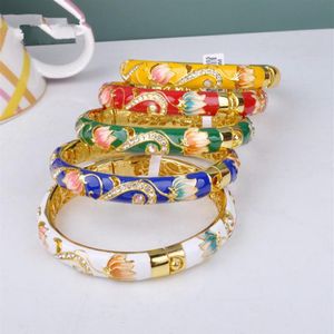 Bangle 5 Choices Chinese Styles Cloisonne Bracelet Double Crystal Female Bangles National Wind GP Lady's Jewelry Gift3039