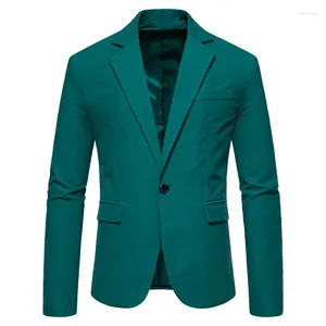 Mäns kostymer vår hösten män smart casual one -knapp grön vit svart khaki smal fit mocka blazer kappa man affärs blazers rockar