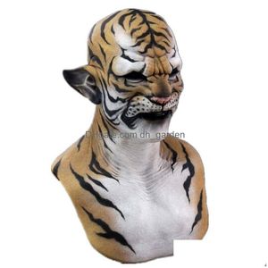 Maski imprezowe Scary Tiger Animal Mask Halloween Carnival Night Club maskarada maski na nakrycia głowy