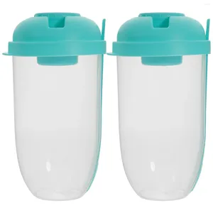 Dinnerware Sets 2 Pcs Plastic Cup Holder Salad Dressing Container Go Reusable Shaker Cups Fitness