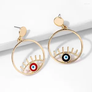Dangle Earrings Trend Jewelry Alloy Dripping Oil Multi-Color Eye Fashion Geometric Irregular Hollow