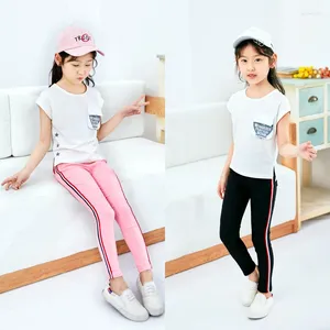 Trousers Candy Colour Skinny Slim Girls Pencil Pants Side Strip Ribbon Pocket Decoration Bottoming Children Cut Neatly