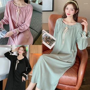 Mulheres sleepwear primavera e verão camisola mulheres vintage camisola princesa estilo estiramento plus size manga comprida