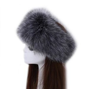 Vinter tjock räv hår cirkel ryska hatt fluffy pannband kvinnlig päls pälsband päls pannband bred huvudbonad skidhatt tillbehör 210261f