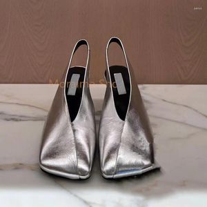 SURET Buty 2023 Spring Square Pumps Pumps Women High Heels Sandals Silver Gold Single Casual Fashion Slingback Biuro damskie