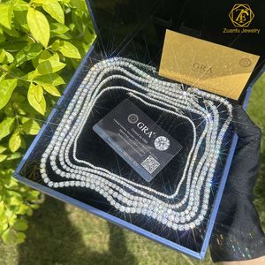 Säljer anpassad 5mm 6,5 mm Moissanite Tennis Chain Diamond Test passerade runt Brilliant Cut 925 Silver Tennis Necklace Cha