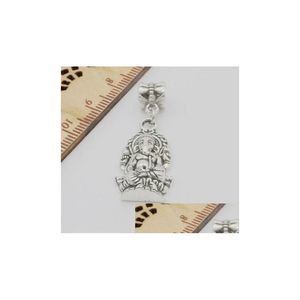 Charms 100pcs/los sier plisowany relin Tajlandia Ganesha Buddha Charms wisiorek dręczące koraliki do bransoletki biżuterii DIY Ustalenia 37x14 DH1VB