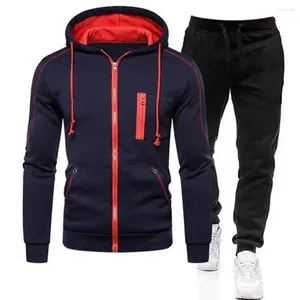 Men's Tracksuits Sweatshirt Coat Pants Sports Suit Stylish 2pcs Autumn Winter Sportswear Hooded Jogger Set