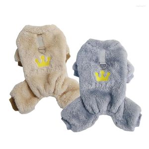 Hundebekleidung Fleece-Winteroverall für Hunde Plüsch-Welpen-Pyjama Warmer Overall Kleine Chihuahua-Kostümkleidung mit Leine-Ring