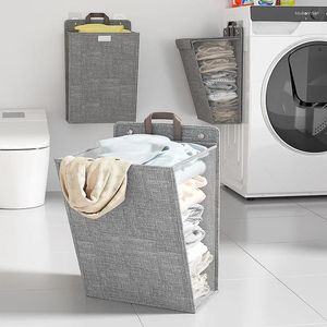 Storage Bags Wall Mounted Dirty Clothes Bag Foldable Fabric Laundry Bathroom And Underwear