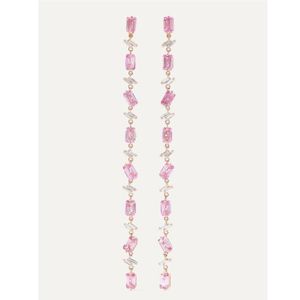 Lampadario pendente di alta qualità Baguette ghiacciata Cz Rosa Bianco Cubic Zirconia Lunga nappa Penzoloni Orecchino da donna277t