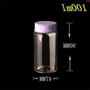 47*90*34mm 100ml Glass Jars Silicone Stopper Aluminium Cap Empty Bottles Transparent Canned Food Containers 12pcsgood qty Fbueh