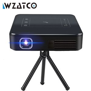 WZATCO D13 DLP Laser Smart Android WiFi Portable Outdoor Video LED Mini Projector Support 4K FullHD 1080p Proyector med Battery 231018