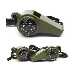 3 In 1 Compass Whistle Outdoor Multifunctional Survival Whistle with Thermometer Hanging Rope