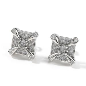 Brincos masculinos da moda hip hop banhados a ouro espumante CZ brincos de diamante simulados para homens e mulheres