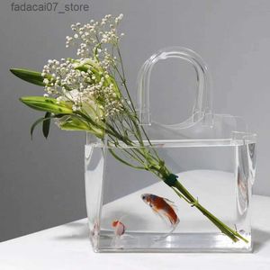 Akvaryumlar Aquaponic akrilik akrilik golffish tankı vazo ekolojik küçük açık guppy balık yetiştirme kutusu acuarios para peces dekorasyon ürünleri yq231018