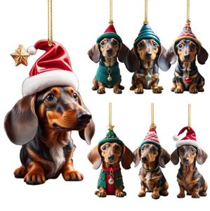 New Christmas Tree Hanging Ornaments Dachshund Dog Shaped Pendants For Home Christmas Decorations Xmas New Year Gifts Wholesale