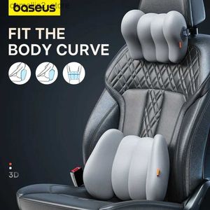 Almofadas de assento Baseus Almofada de pescoço para carro Encosto de cabeça Cintura 3D Suporte de assento de espuma de memória para descanso de pescoço de viagem Respirável Carro para trás Almofada lombar Gadget Q231018