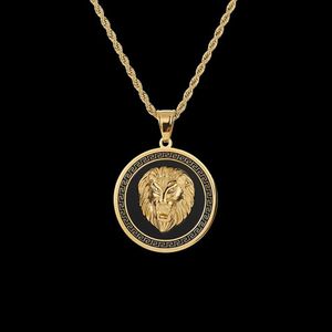Popular Trandy HIPHOP Rapper Rocker 316L Stainless Steel Jewelry Round Tags Lion Hand Pendant Necklace Mens Hip-Hop Accessories Go190N