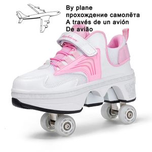 Dress Shoes Casual Sneakers Walk Roller Skates Deform Runaway Four Wheel for Adult Men Women Unisex Child Parkour 231017