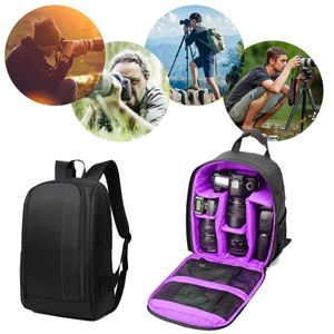 Waterproof DSLR Camera Backpack - Functional Outdoor Digital Camera Shoulder Bag with Padded Protection, Black