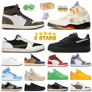 Med originalbox mocka material kaktus jack 1s basketskor 4s toppkvalitet jumpman 1 4 vit segel eld röd 5s låg omvänd mocha fantom designer sneakers tränare tränare