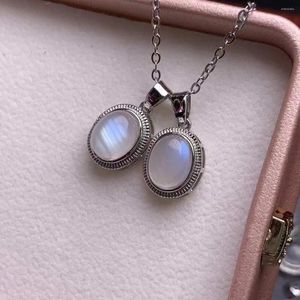Ожерелья с подвесками, 10 шт., натуральный синий лунный камень, овальные модные подвески, целебные ювелирные аксессуары для ожерелья