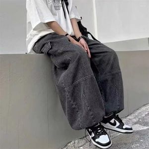 Männer Jeans 2023 Frühling Herbst Hosen Y2k Baggy Männer Breite Bein Hosen Taschen Elastische Taille Streetwear Lose Komfortable Hip Hop