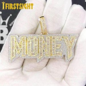 Chains 2023 Iced Out Bling Letters Money Pendant Necklaces Gold Silver Color 5A Zircon Charm Men's Hip Hop Jewelry299p