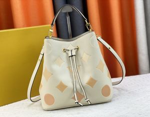 Womens designer tote bag luxurys Neo Noe handbags embossed flower letter crossbody bucket bags 5 colors Top-quality leather woman fashion shoulder makeup purse